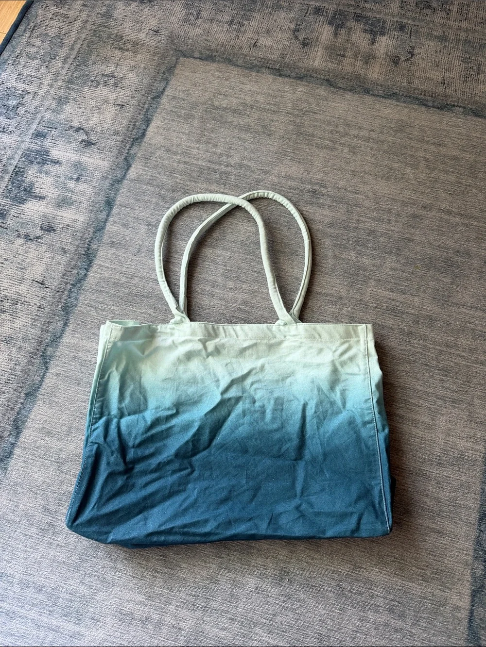 Athleta Ombre Teal-to-Navy Canvas Tote